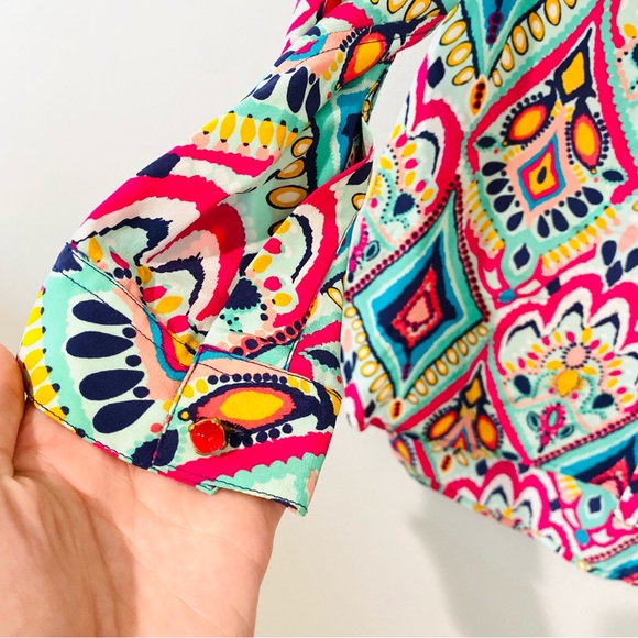 Lilly Pulitzer Silk Top Aztec Print Sz Small - Picture 4 of 7